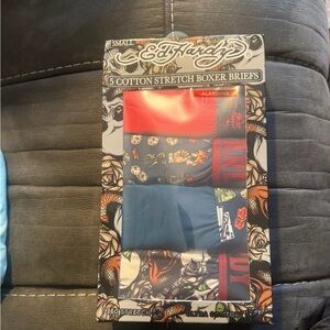 Ed Hardy Floral & Skull Print Boxer Briefs - Black, Orange, Green, White